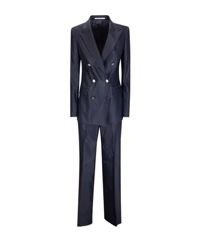Tagliatore Double-breasted Suit And Trousers In Blue