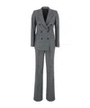 Tagliatore Double-breasted Structured Tech Fabric Pant Suit In Gray