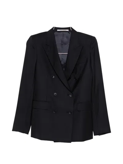 Tagliatore Double-breasted Wool And Silk Suit In Black