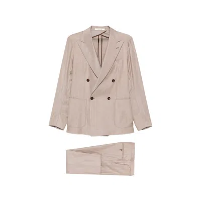 Tagliatore Double-breasted Suit In Brown