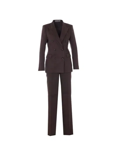 Tagliatore Double-breasted Suit In Brown