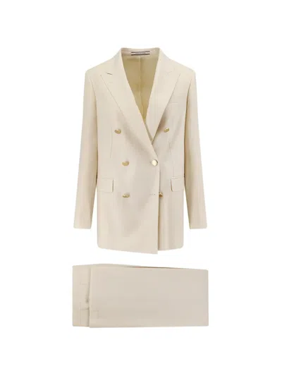 Tagliatore Jasmine Double-breasted Linen Suit In Neutral