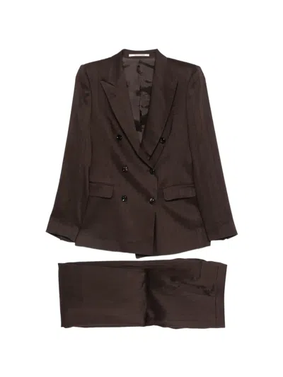 Tagliatore Double-breasted Suit In Brown