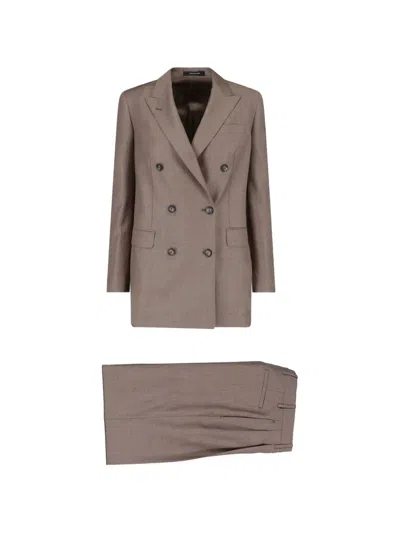 Tagliatore Double-breasted Suit In Gold