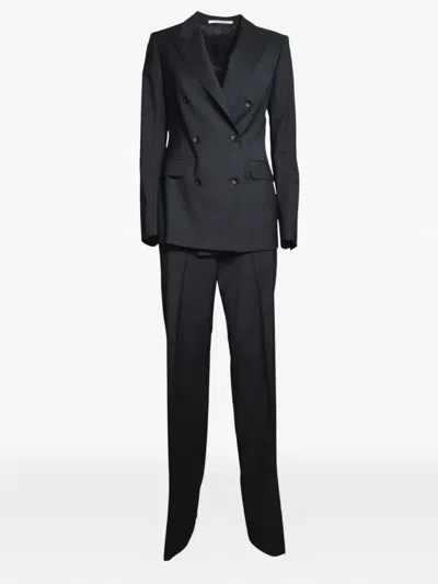 Tagliatore Double-breasted Suit In Black