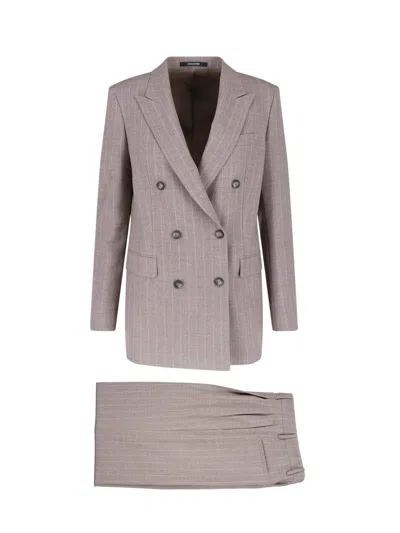 Tagliatore Double-breasted Suit "j-jasmine" In Brown