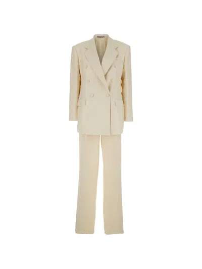 Tagliatore Double-breasted Suit In Nude