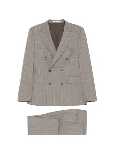 Tagliatore Double-breasted Suit In Neutral