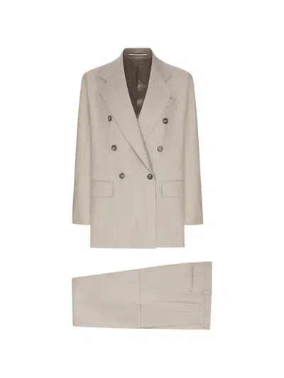 Tagliatore Double-breasted Suit In Neutral