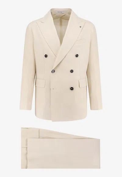 Tagliatore Double-breasted Suit In Neutral