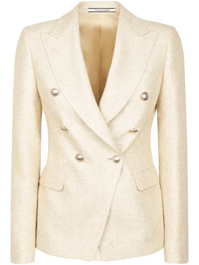 Tagliatore Double-breasted Tailored Jacket With Textured Fabric In Multi