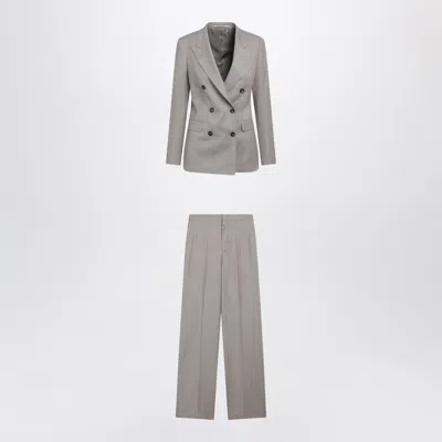 Tagliatore Double Breasted Suit Jacket Notched Lapels Trousers In Gray