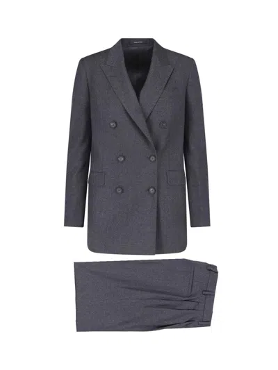 Tagliatore Double-breasted T-jasmine Suit In Virgin Wool And Silk In Blue