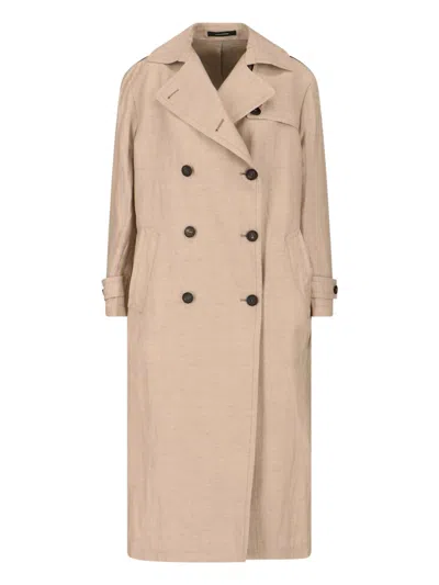 Tagliatore Double-breasted Trench Coat In Neutral