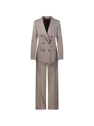 Tagliatore Double-breasted Trousers Suit In Neutral