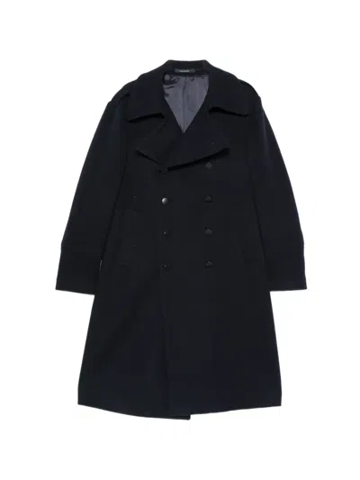 Tagliatore Double-breasted Twill-weave Coat In Black