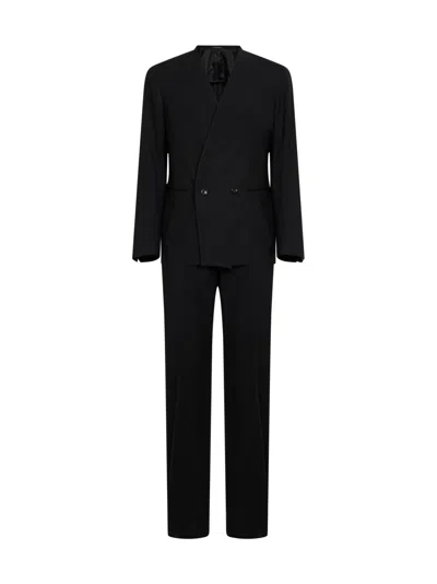 Tagliatore Double-breasted Virgin Wool Pant Suit In Black