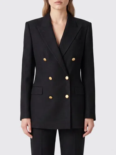 Tagliatore Double-breasted Viscose Blend Blazer With Metallic Buttons In Black