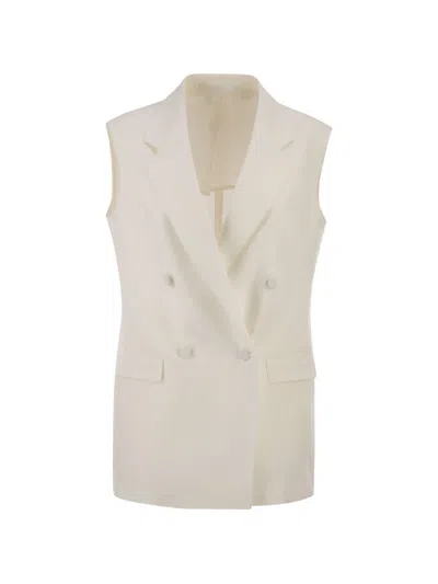 Tagliatore Double-breasted Linen Waistcoat In White
