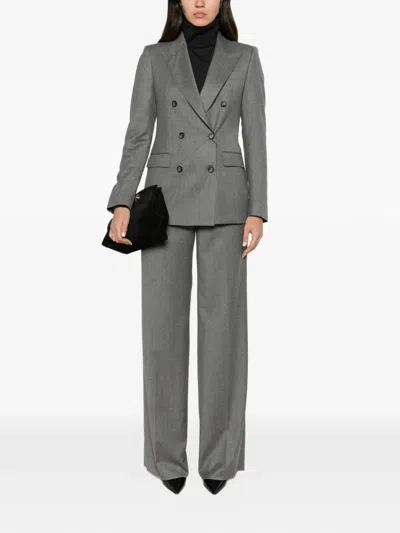 Tagliatore Double-breasted Wide-leg Suit In Gray