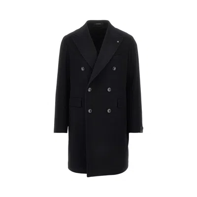 Tagliatore Double-breasted Wool And Cashmere Coat In Black