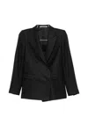 Tagliatore Double-breasted Wool Blend Blazer In Black