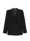 Tagliatore Double-breasted Wool Blend Blazer In Black