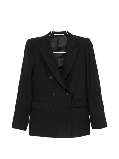 Tagliatore Double-breasted Wool Blend Blazer In Black