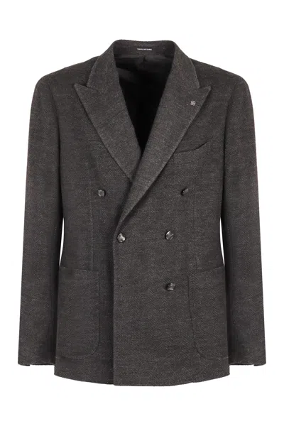 Tagliatore Double-breasted Wool Blend Jacket In Black