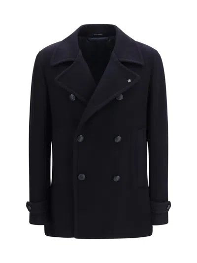 Tagliatore Double-breasted Wool Caban Coat In Multi