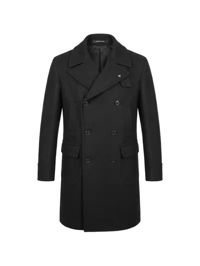 Tagliatore Double-breasted Wool Coat In Black