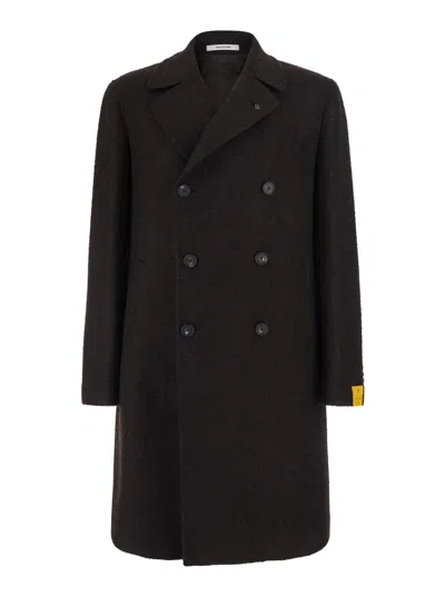 Tagliatore Double-breasted Wool Jacket With Notched Revers And Half Belt Back For Men In Brown
