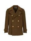 Tagliatore Double-breasted Wool Pea Coat In Brown
