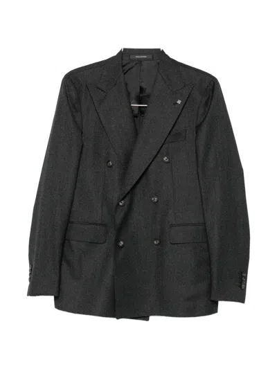 Tagliatore Double-breasted Wool Suit In Black