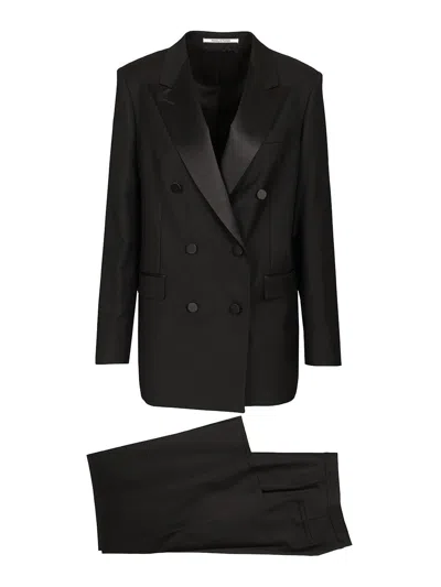 Tagliatore Double-breasted Wool Tuxedo In Black