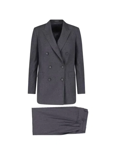 Tagliatore Double-breasted Wool-blend Suit In Blue