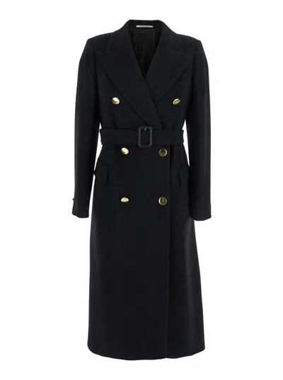 Tagliatore Double-breasted Wool-cashmere Coat In Black