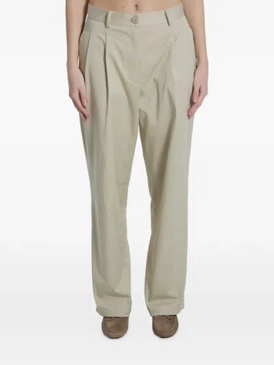 Tagliatore Double-pleated Linen Trousers In Neutral