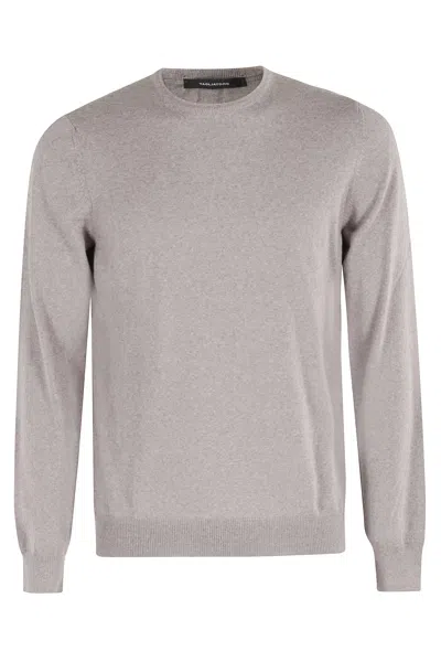 Tagliatore Dove Gray Marley Ribbed Knit Merino Wool Sweater