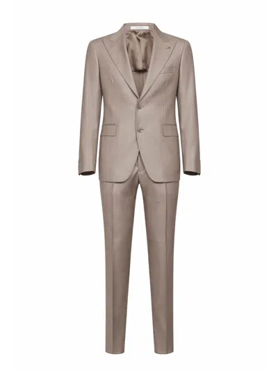 Tagliatore Dove Grey Virgin Wool Single-breasted Vesuvio Suit In Brown