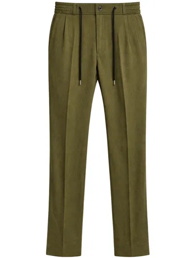 Tagliatore Drawstring Fastening Waistband Straight Leg Trousers For Men In Green