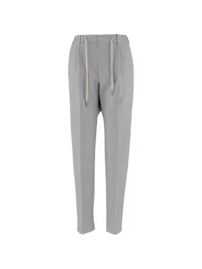 Tagliatore Drawstring Striped Trousers In White