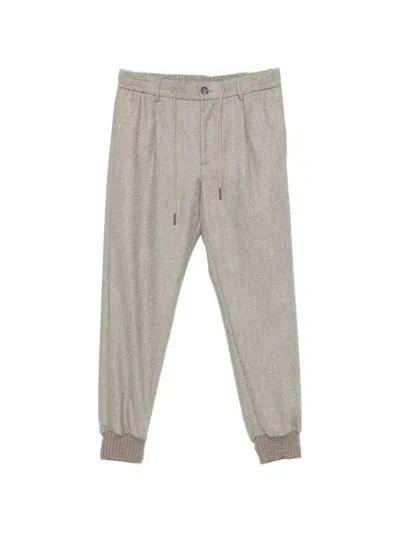 Tagliatore Drawstring-waist Ribbed-cuff Track Pants In Neutral