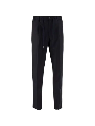 Tagliatore Tailored Stretch Wool Pants With Adjustable Waist And Structured Silhouette In Black