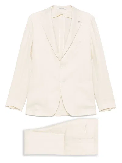 Tagliatore Herringbone Single-breasted Blazer In White