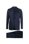 Tagliatore Fitted Single-breasted Suit In Blue
