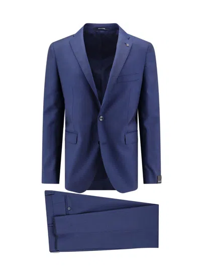 Tagliatore Single-breasted Wool Suit In 387 Navy