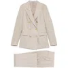 Tagliatore Double-breasted Tailored Suit With Wide-leg Trousers In Beige