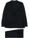 Tagliatore Black Suit In Virgin Wool With Single-breasted Jacket And Trousers In Blue