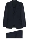 Tagliatore Blue Suit In Linen And Virgin Wool With Single-breasted Jacket And Trousers In Blue